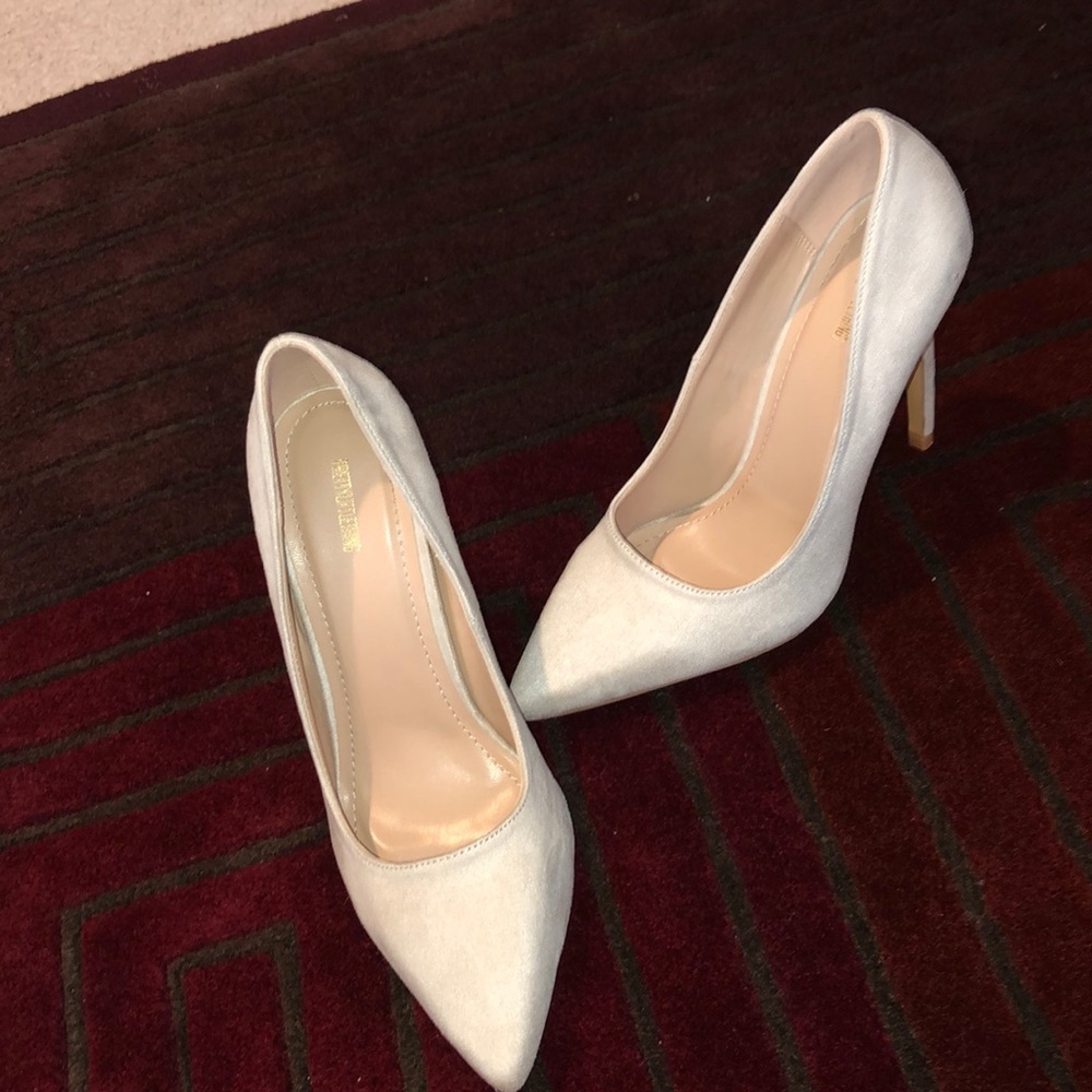 Nude suede heels